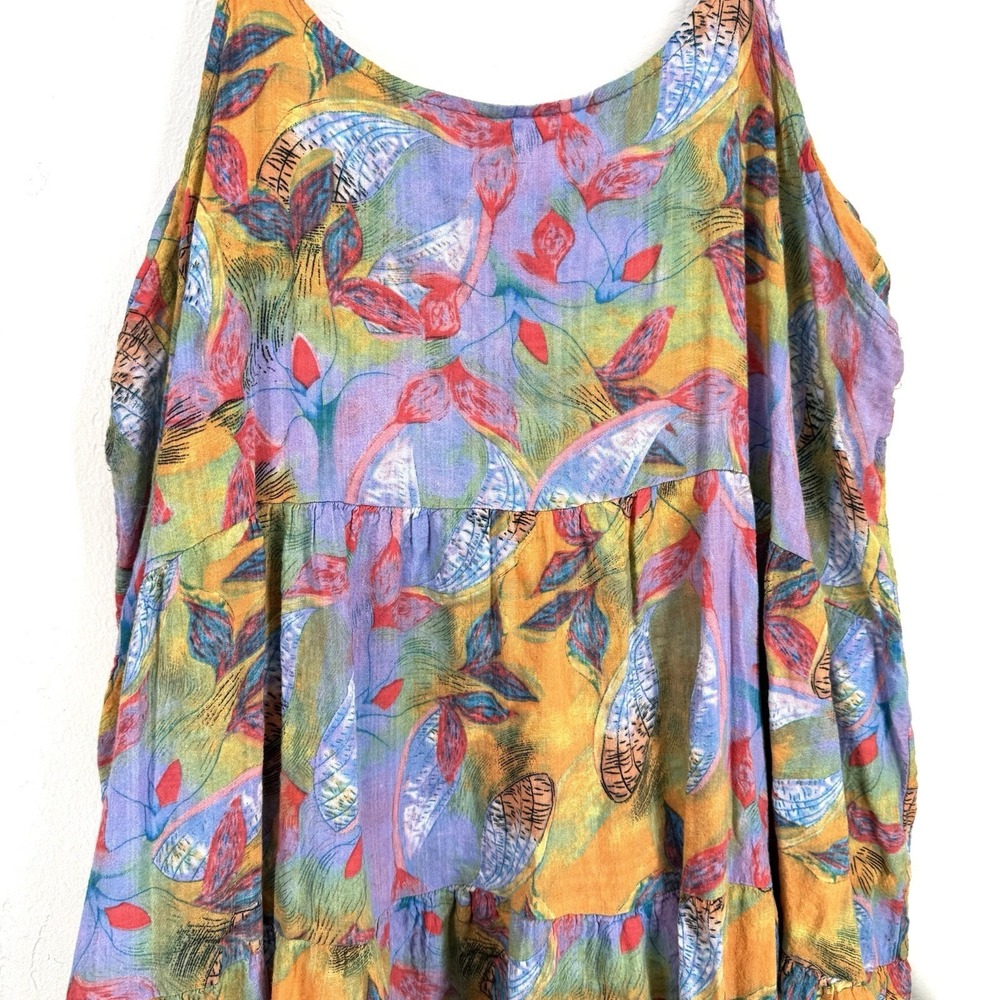 Lightweight Gauzy Cotton Boho Hippie Dress Womens 2XL Maxi Floral Colorful Flowy - Picture 3 of 4